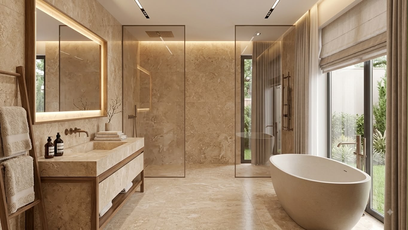 Marble in a bathroom